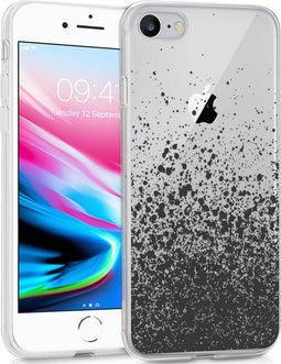 iMoshion Hoesje Geschikt voor iPhone SE (2022) / SE (2020) / 8 / 7 Hoesje Siliconen - iMoshion Design hoesje - Zwart / Transparant / Splatter Black