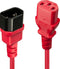 Lindy IEC C14/IEC C13 M/F - Stroom Verlengkabel 1m - Rood Zwart