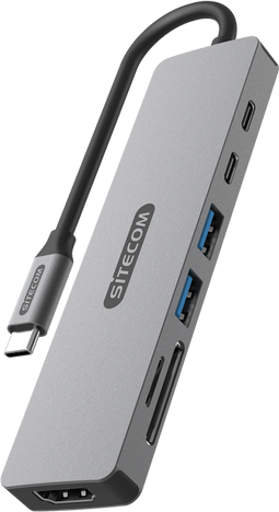 Sitecom 7 in 1 USB-C Power Delivery Multiport Adapter - 2x USB-A 1x HDMI 1x USB-C - 5Gb/s (8716502031559)