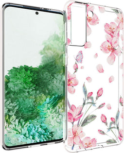 iMoshion Hoesje Geschikt voor Samsung Galaxy S21 Plus Hoesje Siliconen - iMoshion Design hoesje - Roze / Transparant / Blossom Watercolor