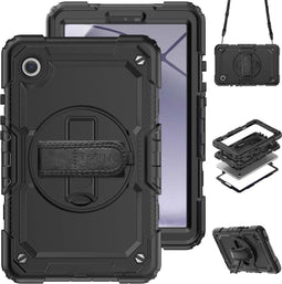 Accezz Rugged Backcover - Tablet Hoes met Schouderstrap - Ingebouwde Screenprotector - Zwart