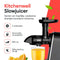 Kitchenwell Slowjuicer - 700ml - Groenten en fruitpers met pulpreservoir - BPA vrij - Zwart