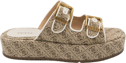 GUESS Ramon 2 - Dames Slippers - All-over logo print met gespen - Beige