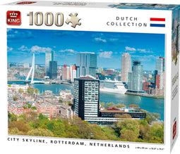 King Puzzel - Rotterdam Skyline - 1000 stukjes - Wit