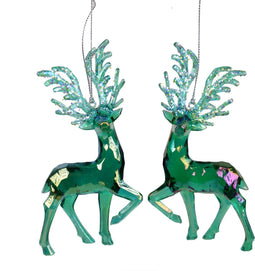 Orn.plc hert blauw/groen l14cm
