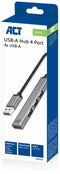 ACT AC6325 - USB-A hub - 4 poorten 3x USB 2.0 1x USB 3.2 Gen1 5Gbps - Grijs