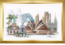 Thea Gouverneur - Borduurpakket met telpatroon - 480 - Voorgesorteerde DMC Garens - Sydney - Linnen - 79 cm x 50 cm - DIY Kit