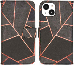 iMoshion Hoesje Geschikt voor iPhone 14 Hoesje Met Pasjeshouder - iMoshion Design Softcase Bookcase - Zwart / Black Graphic