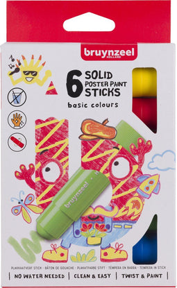 Bruynzeel Plakkaatverf sticks - Verfstiften - 6 kleuren (set van 6)