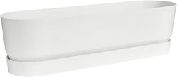 Elho Greenville Trough Long 70 - Plantenbak voor Buiten - 100% Gerecycled Plastic - L79.0 x B19.5 x H18.5 cm - Wit