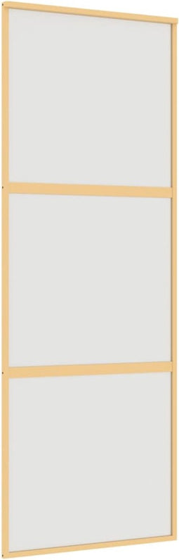 vidaXL - Schuifdeur - 76x205 - cm - mat - ESG-glas - en - aluminium - goudkleurig