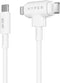 Hyper HyperJuice USB-C naar USB-C en Lightning hybrid silicone kabel (1.5m/60W) – 2-in-1 Hybride Connector – 60W USB-C Snelladen – Knoopvrije Siliconen