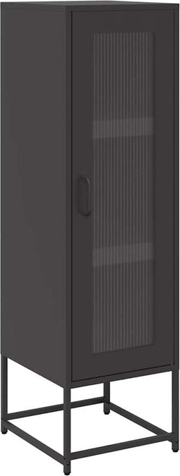 vidaXL - Hoge - kast - 36x39x123 - cm - koudgewalst - staal - zwart
