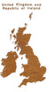 MiMi Innovations® Luxe Houten Landkaart - Muurdecoratie - United Kingdom and Republic of Ireland - 106x61 cm/41.7x24 inch - Bruin