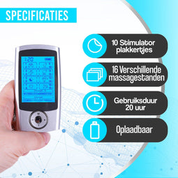 Sieham AS1080 - TENS Apparaat - 16 Programma's 10 Elektrodenpads (10 stuks)