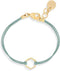 Scmyk BG-262 - Armband - Goudkleurige hexagon bedel - Mintkleurig leer
