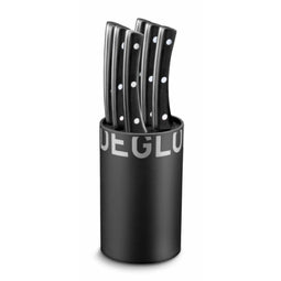 Déglon Zwart Blok PM 6 Steakmessen Brasserie - Gekarteld Lemmet - Elegante Tafelset