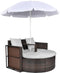vidaXL - Tuinbed - met - parasol - poly - rattan - bruin