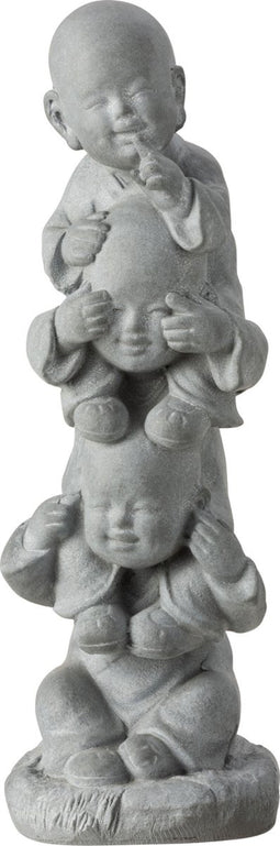 J-Line figuur Monnik Op De Schouders - polyresin - grijs