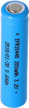 IFR 10440 - 200 mAh 3,2 V LiFePo4-batterij (platte bovenkant) onbeschermd, afmetingen 44,1x10,1 mm moeten in acht worden genomen