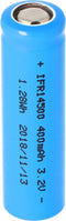 IFR14500 - 400mAh AA LiFePo4-batterij 3,2 V met platte bovenkant (zonder kop) platte positieve pool, afmetingen 49,8 x 14,2 mm