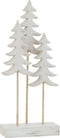 J-Line decoratie Kerstboom Op Voet - hout - wit/goud - small