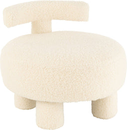 J-Line kruk Rond Met Rugleuning Bouclé - velvet - wit