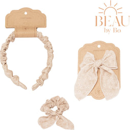 BEAU by Bo Mrs Ertha Haaraccessoires - Haarband + Scrunchie + Clip met strik - Little Daisys