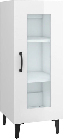 vidaXL - Dressoir - 34,5x34x90 - cm - bewerkt - hout - hoogglans - wit