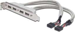 Digitus AK-300304-002-E - USB 2.0 Adapter - 4x USB 2.0 A extern 2x 10-polig intern - Grijs