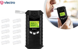 Vlectro Alcoholtester - Digitale Blaastest - USB-Oplaadbaar - Inclusief 10 Mondstukjes - Compact Ontwerp