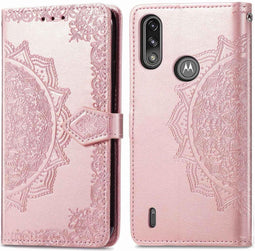 iMoshion Hoesje Geschikt voor Motorola Moto E7i Power Hoesje Met Pasjeshouder - iMoshion Mandala Bookcase - Rosé Goud