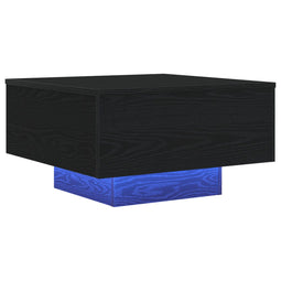 vidaXL - Salontafel - met - LED-lampen - Zwart - Eiken - 55x55x31 - cm