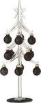 J-Line decoratie Boom + kerstballen Sterretjes - glas/kunstof - zwart - medium
