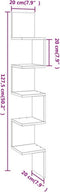 vidaXL - Hoekwandschap - 20x20x127,5 - cm - bewerkt - hout - gerookt - eikenkleurig