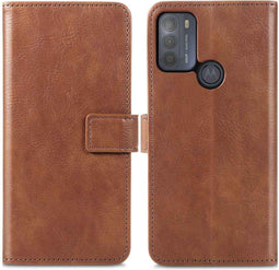 iMoshion Hoesje Geschikt voor Motorola Moto G50 Hoesje Met Pasjeshouder - iMoshion Luxe Bookcase - Bruin