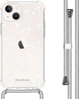 iMoshion Hoesje Geschikt voor iPhone 13 Hoesje Met Koord - iMoshion Design Hoesje met Koord - Transparant / Butterfly