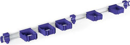 Toolflex Bezemhouder - Tuingereedschap Ophangsysteem - Aluminium rail 94 cm - 5 gereedschapshouders - Paars