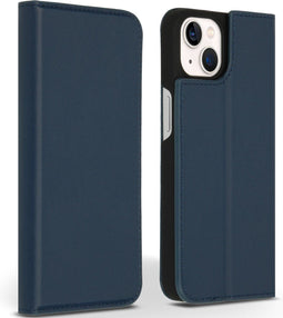 Accezz iPhone 13 - Book Case - Echt Nappa leer met pasjeshouder - Donkerblauw