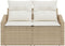 vidaXL - 2-Zits - Ligbed - met - Kussens - Beige - Poly - Rattan
