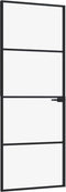 vidaXL - Binnendeur - 76x201,5 - cm - gehard - glas - en - aluminium - smal - zwart