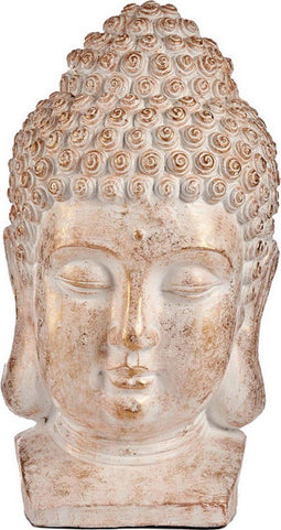 Decoratief tuinfiguur Boeddha Kop Wit/Goud Polyresin (35 x 65,5 x 38 cm)