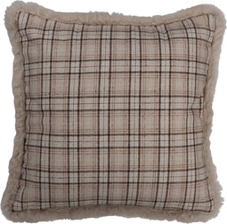 J-Line kussen Ruit Knoop - polyester - beige/wit