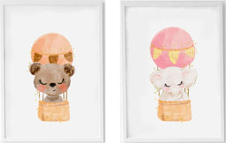 Set van 2 Schilderijen Crochetts 33 x 43 x 2 cm Olifant Beer 2 Onderdelen