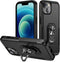 Lunso - Geschikt voor iPhone 15 - Armor backcover hoes met ringhouder - Zwart
