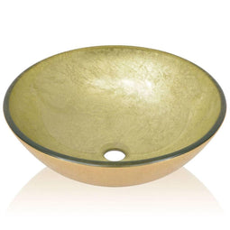 vidaXL - Wasbak - gehard - glas - 42 - cm - goud