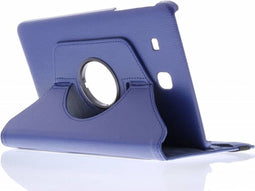 Tablet Hoes Geschikt voor Samsung Galaxy Tab E 9.6 - 360° Draaibare Bookcase - Donkerblauw /Donkerblauw