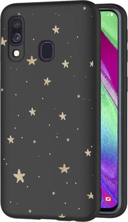 iMoshion Hoesje Geschikt voor Samsung Galaxy A40 Hoesje Siliconen - iMoshion Design hoesje - Zwart / Meerkleurig / Goud / Stars Gold