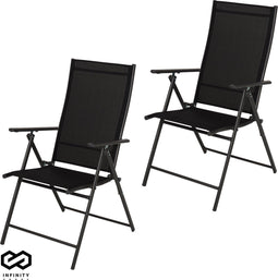 Infinity Goods Tuinstoel - 7 standen - Inklapbaar - Antraciet (2 stuks)