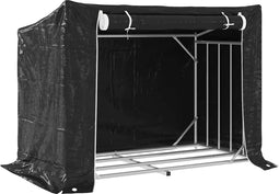 vidaXL - Haardhoutrek - met - regenhoes - 151x80,5x110,5 - cm - staal